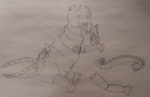 A Sovereignty receiving maintenance thanks to a pair of Serfs.