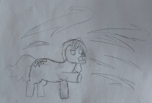 A Trickster brandishes a hoof threateningly as numerous magical projectiles soar over and around it.